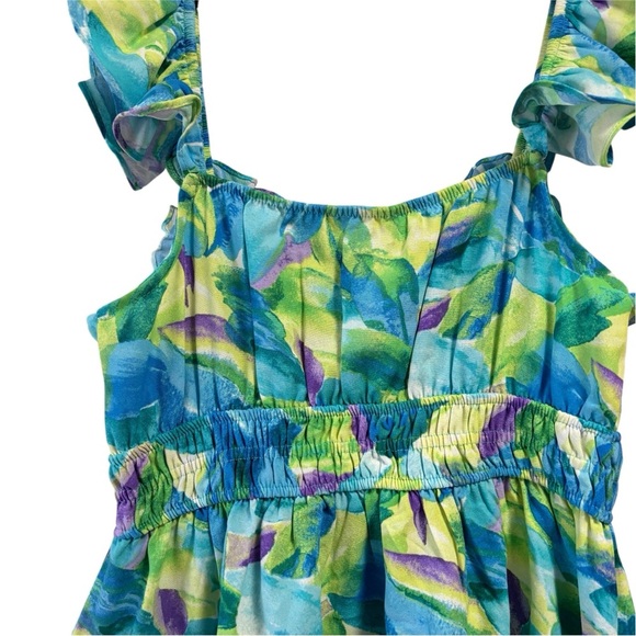 Blu Pepper Blue and Green Ruffled Mini Sundress Size Medium - Picture 6 of 7